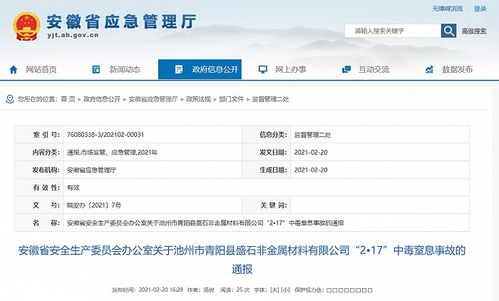 安徽通報中毒窒息事故 未采取防護措施進窯致2死1傷，凸顯安全監管與辦公平臺開發重要性